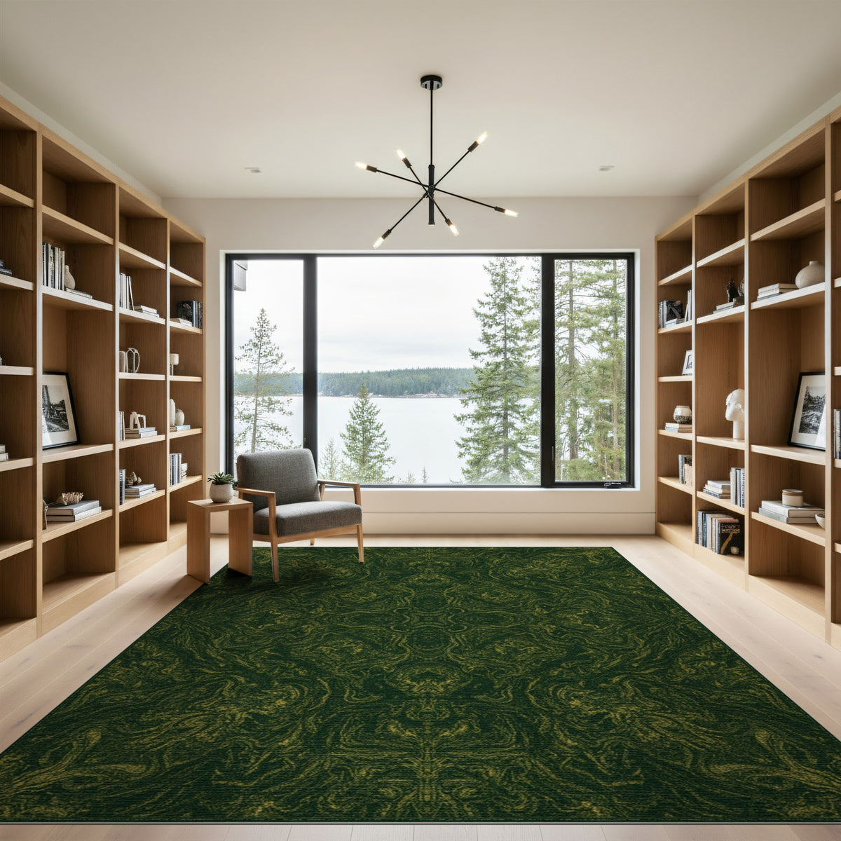 Green Gold Swirl Area Rug