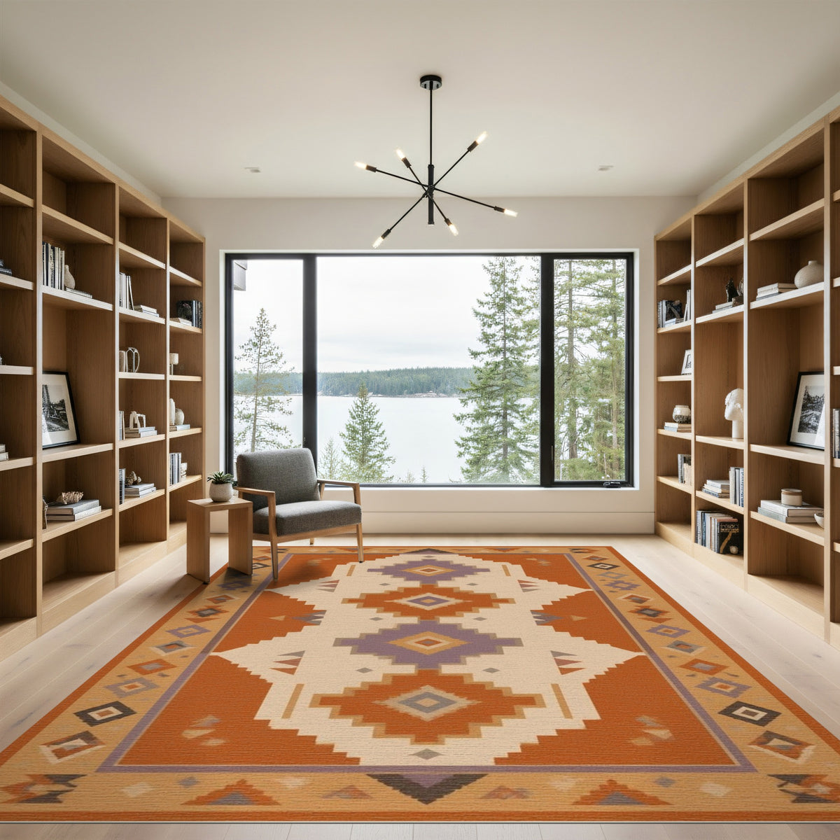 Southwestern Orange Geometric Area Rug
