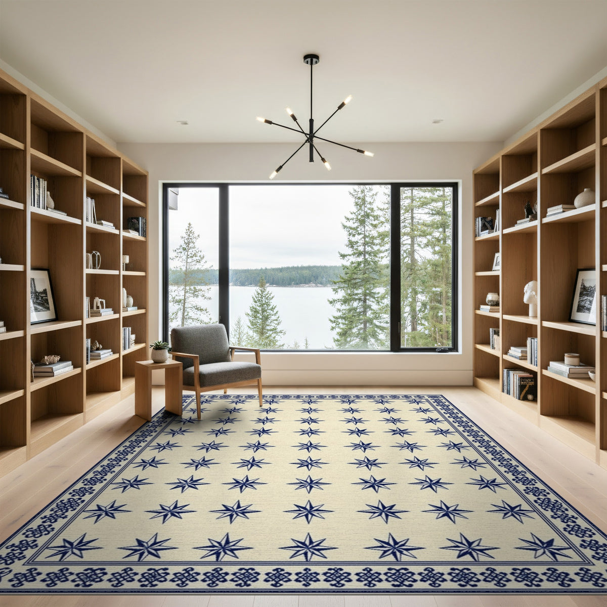 Blue Star Geometric Area Rug