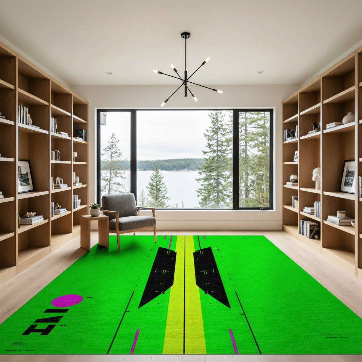 Green Bold Green Geometric Area Rug
