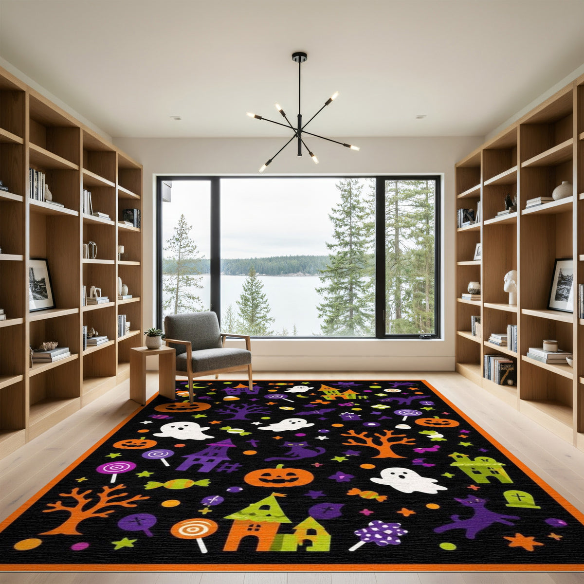 Halloween Multi-color and Patterns Spooky Halloween Kids Cartoon Area Rug