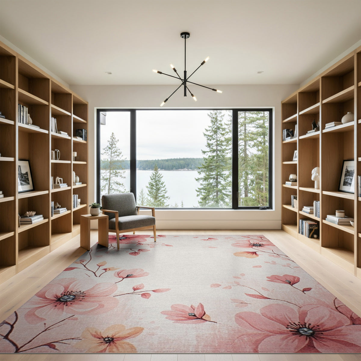 Blush Pink Floral Vintage Area Rug