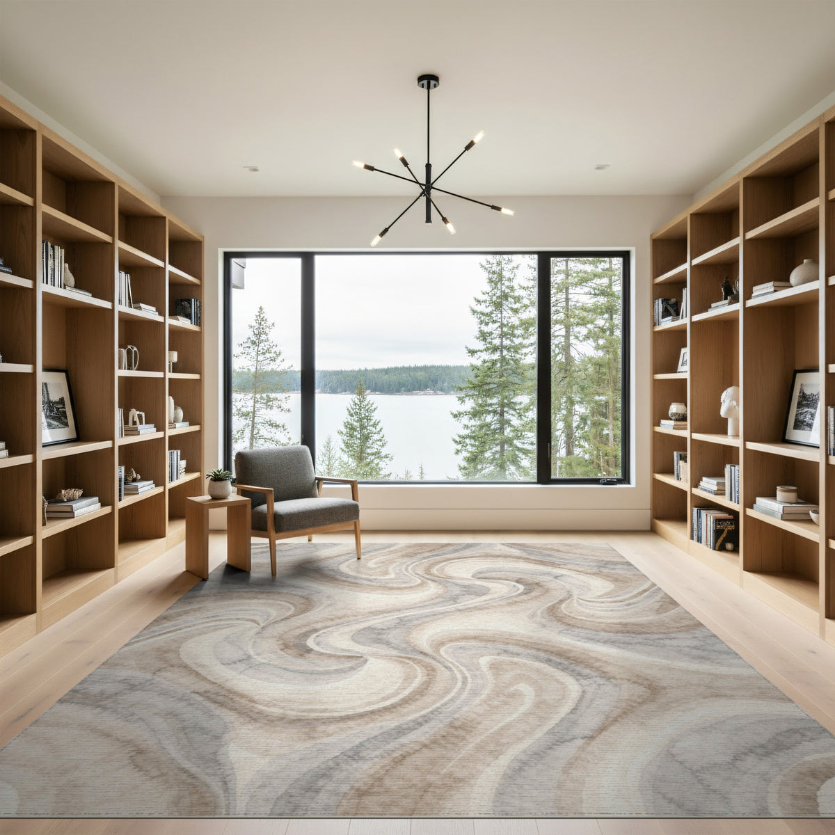 Beige Swirl Abstract No. 4 Area Rug