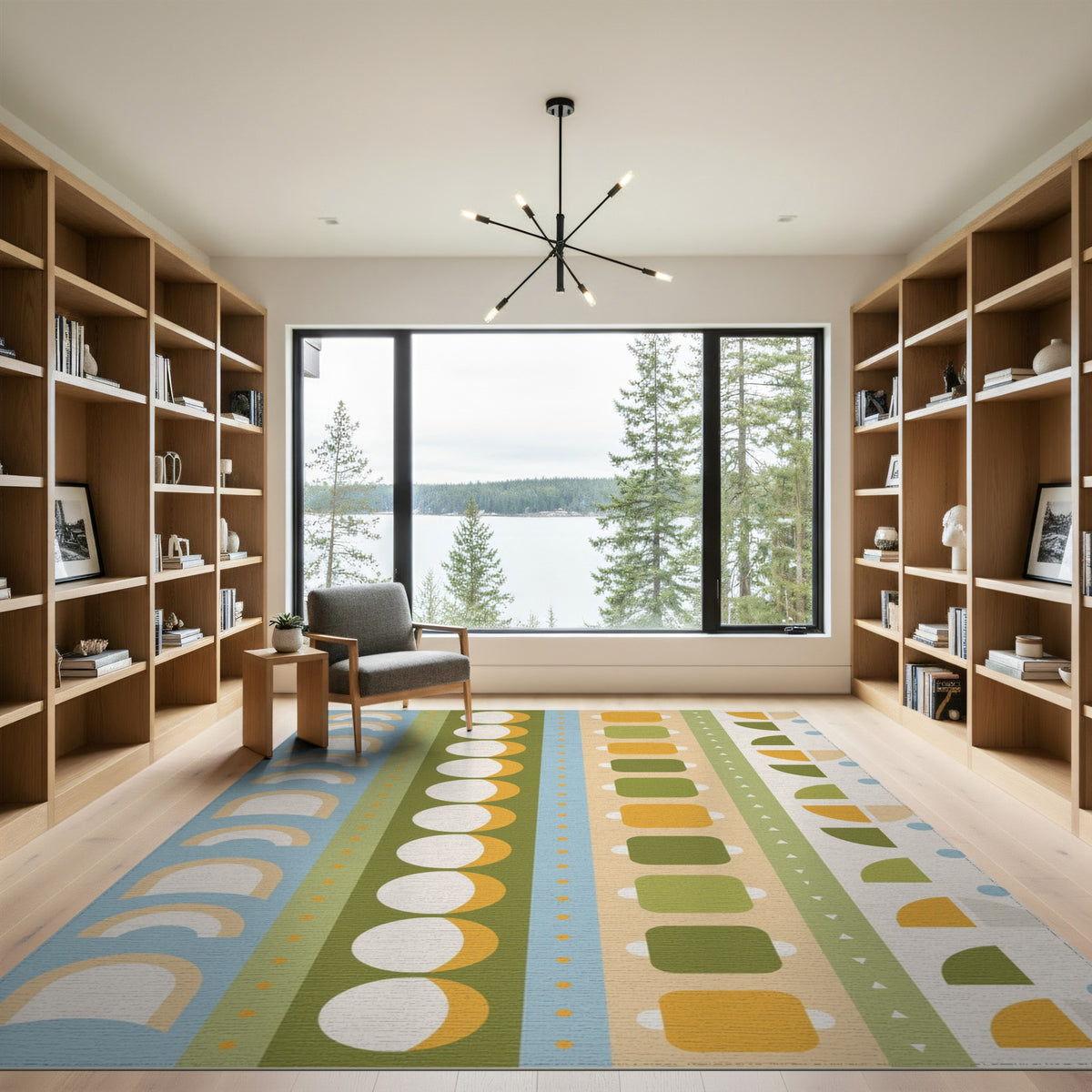 Multi-color and Patterns Vibrant Geometric Striped Multi-Color Area Rug