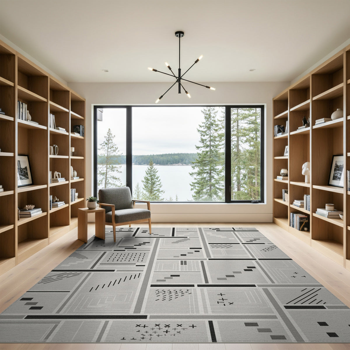 Black White Geometric Modern Area Rug