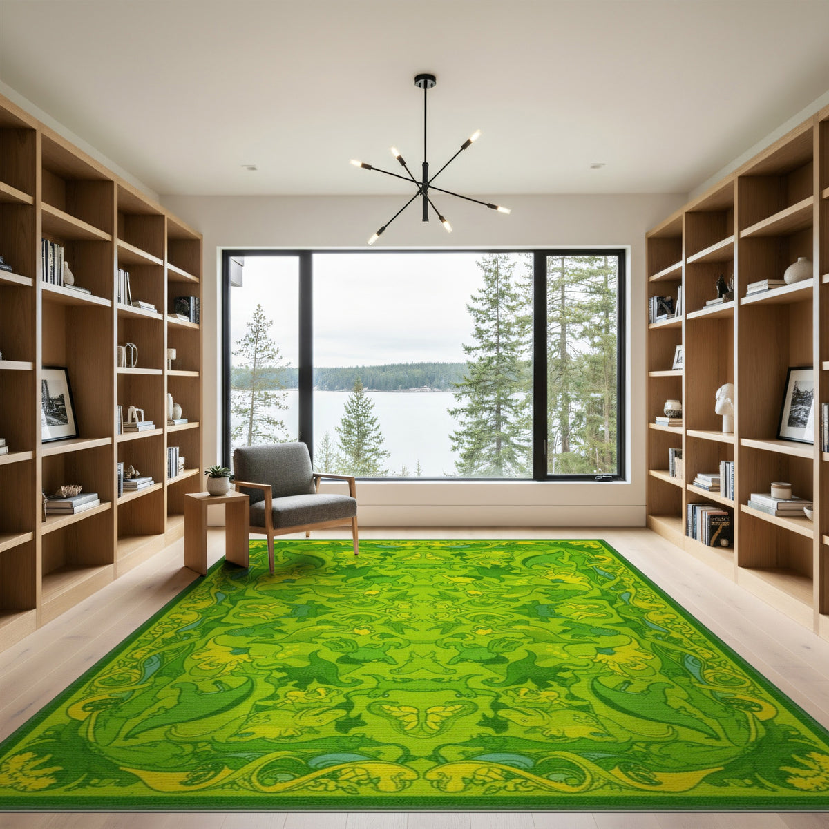 Kids Cartoon Green Dinosaur Kids Cartoon Area Rug