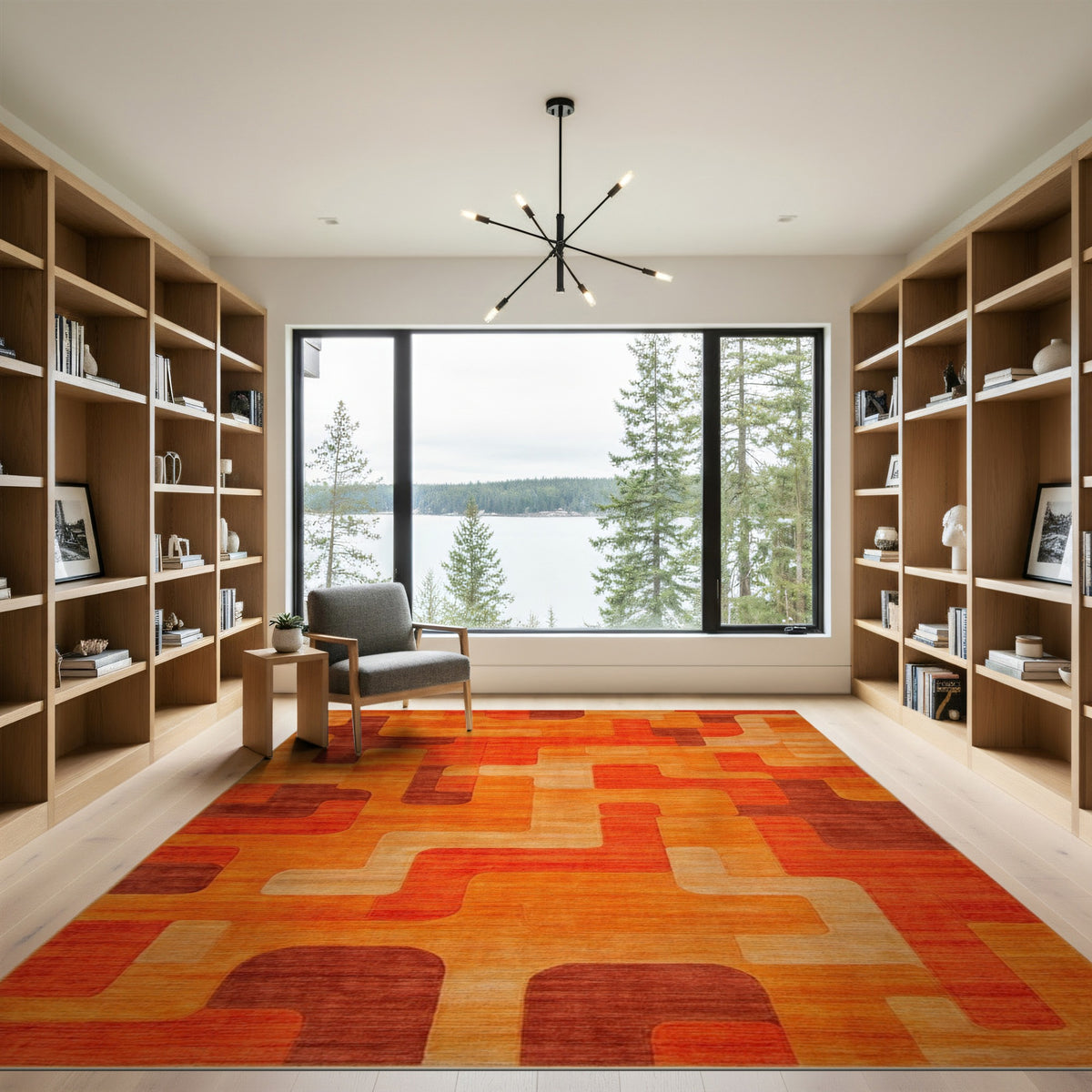 Orange Geometric Area Rug