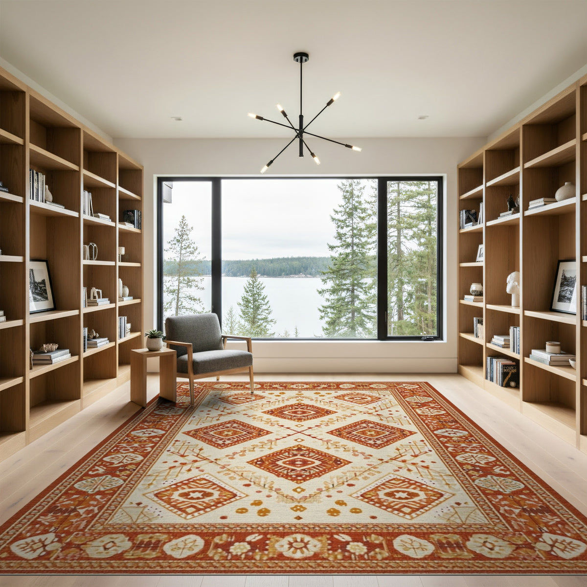 Southwestern Orange Geometric Area Rug