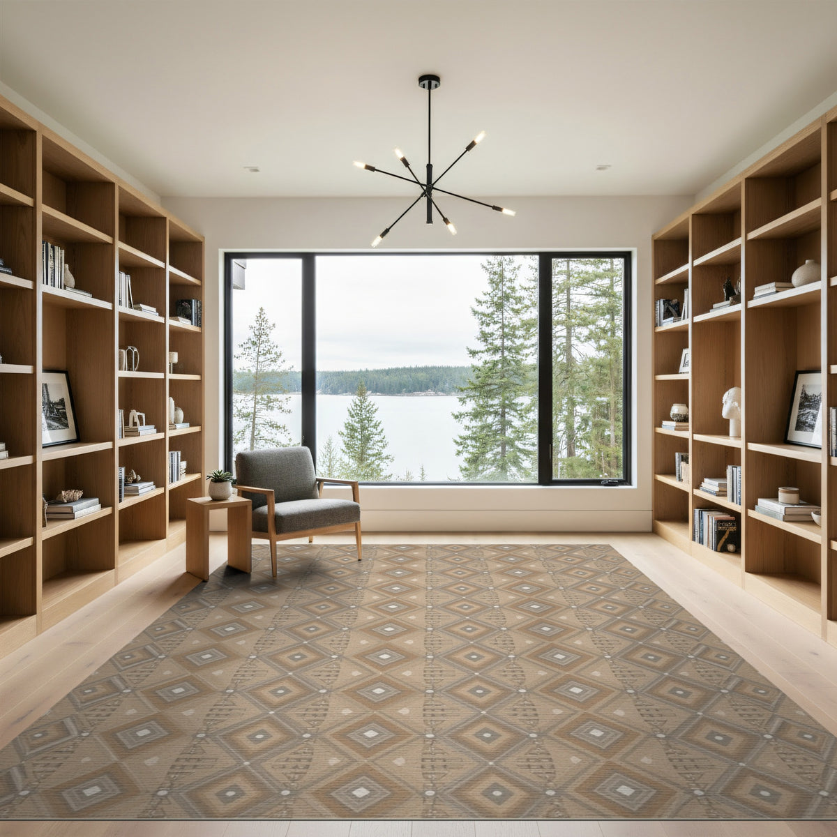 Brown and Tan Brown Tan Geometric Diamond Area Rug