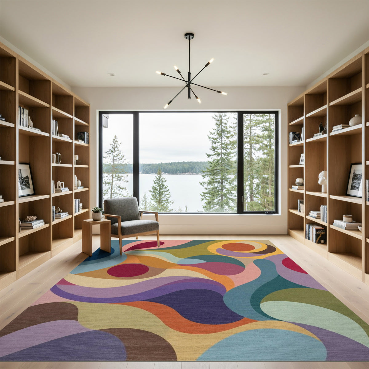 Abstract Area Multi-color and Patterns Vibrant Multi-Color Abstract Swirl Area Rug