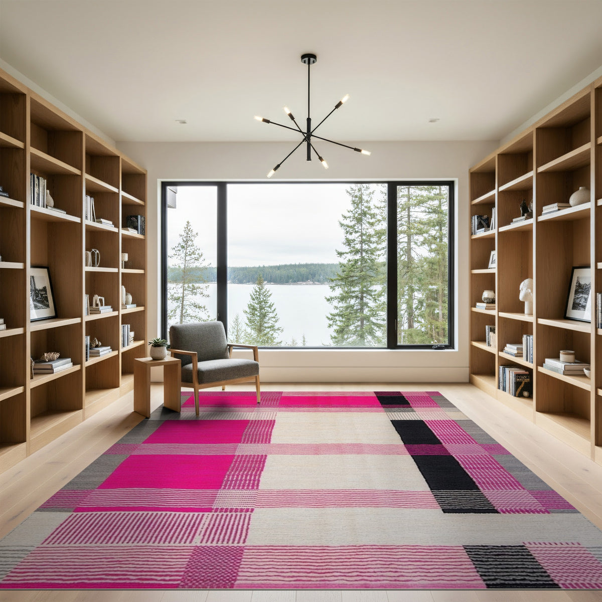 Pink Geometric Patchwork Area Rug