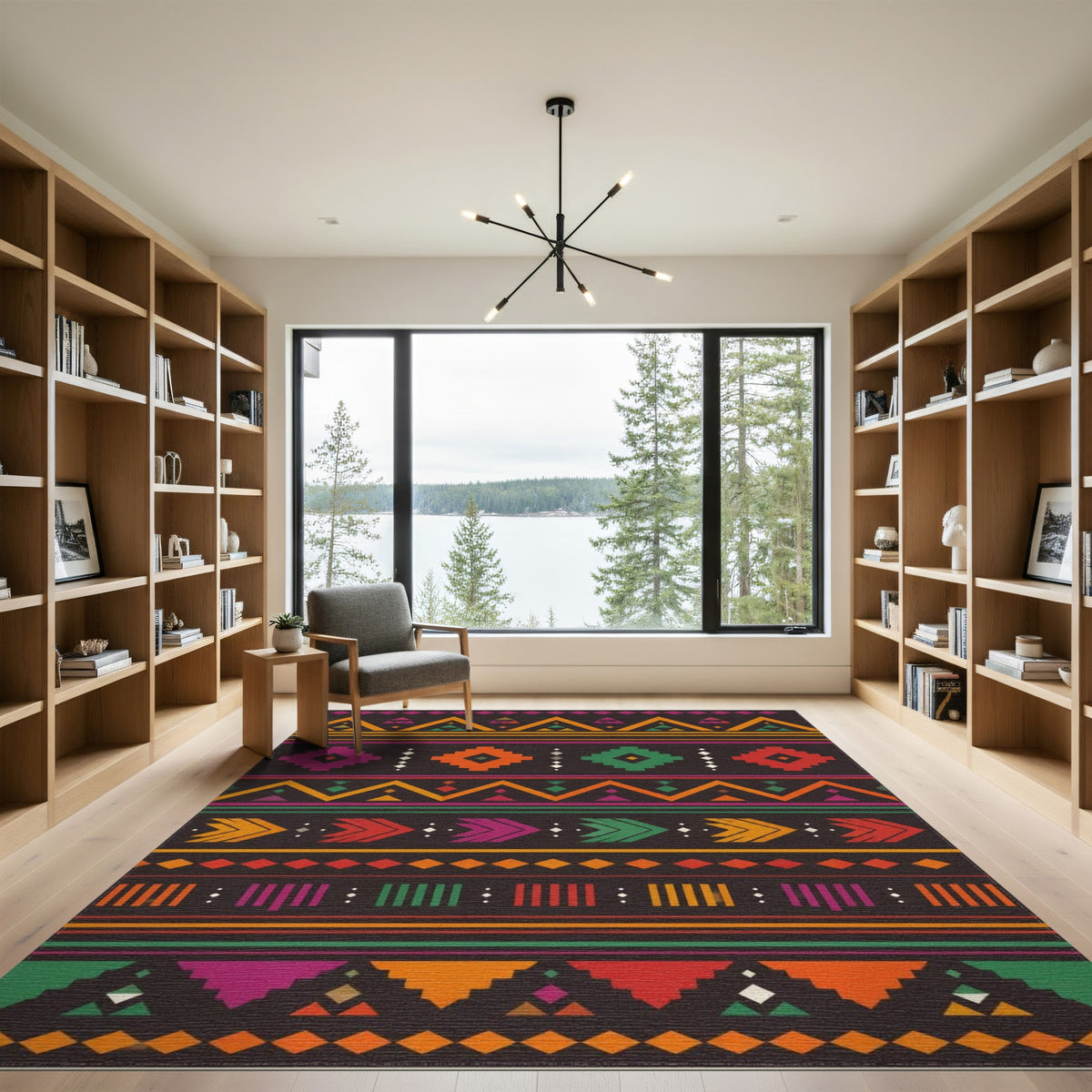 Vibrant Multi-Color Tribal Geometric Area Rug