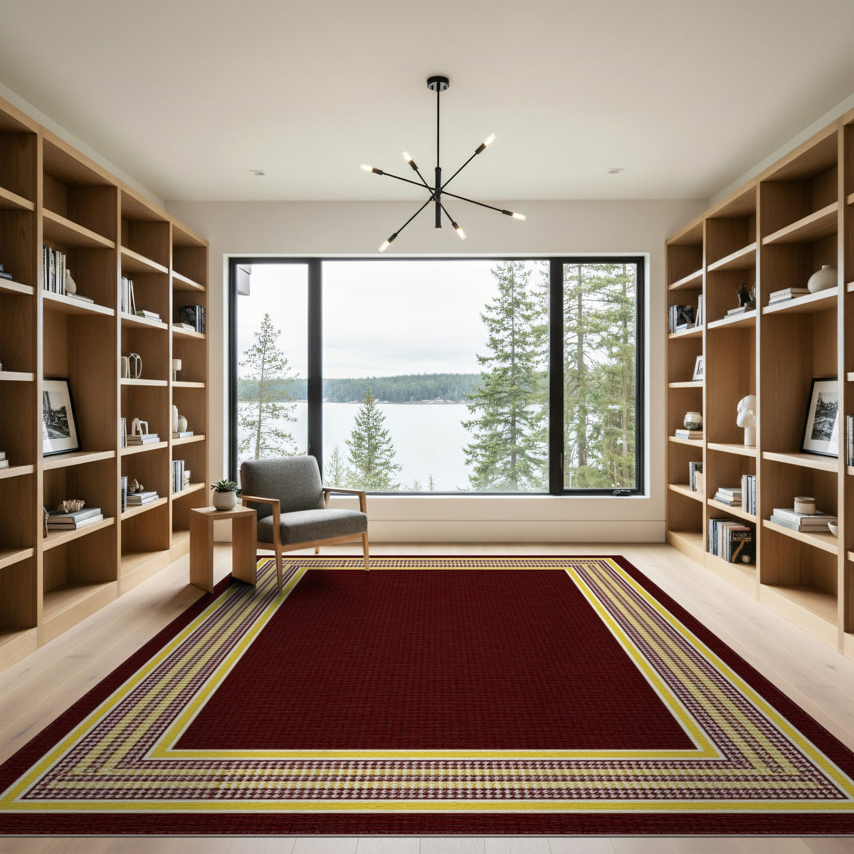Red Traditional Persian Border Area Rug