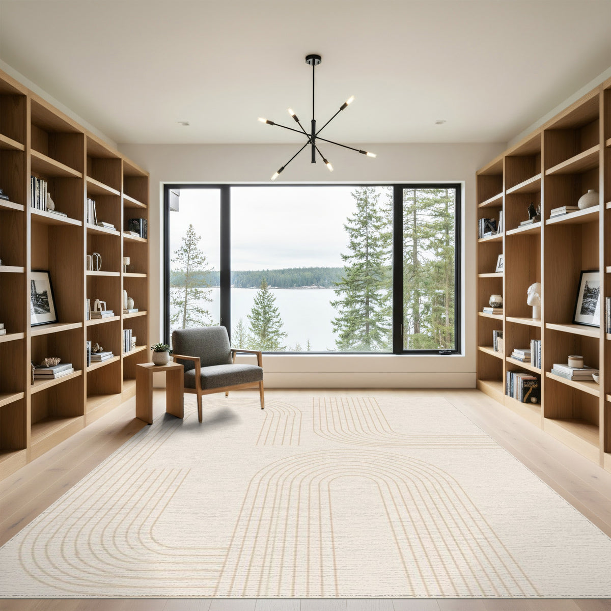 Beige Geometric Arch Geometric Modern Area Rug