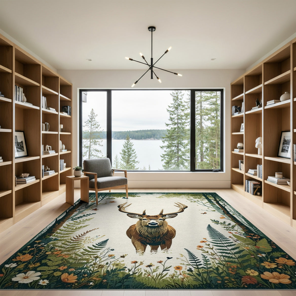 Majestic Deer Woodland Area Rug