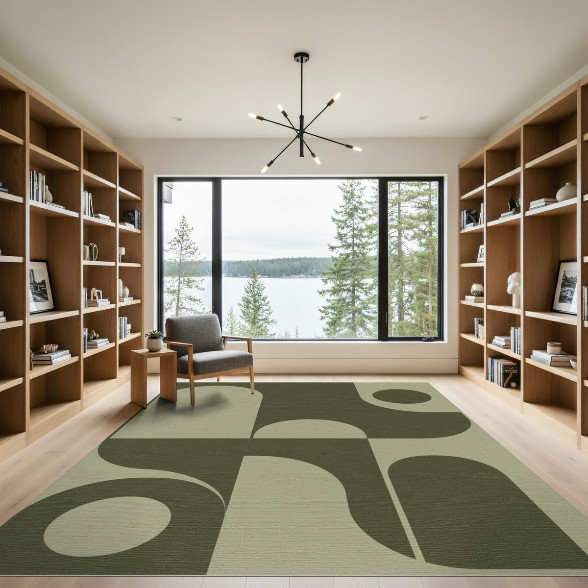Geometric Modern Olive Green Geometric Modern Area Rug