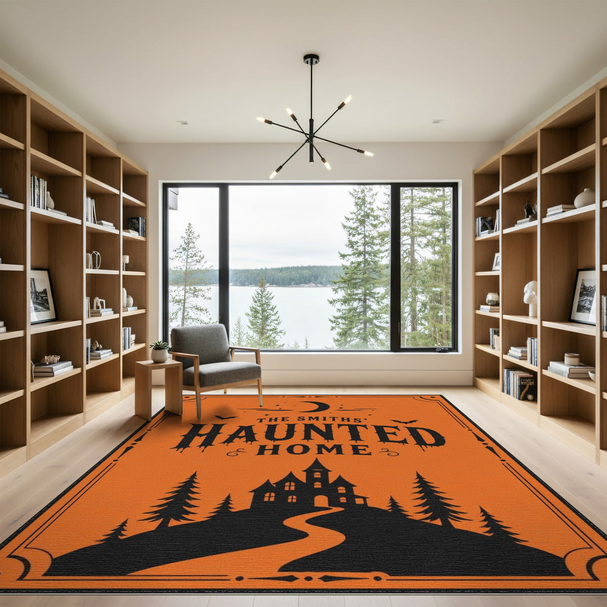 Distressed Vintage The Smiths' Haunted Home Orange Area Rug
