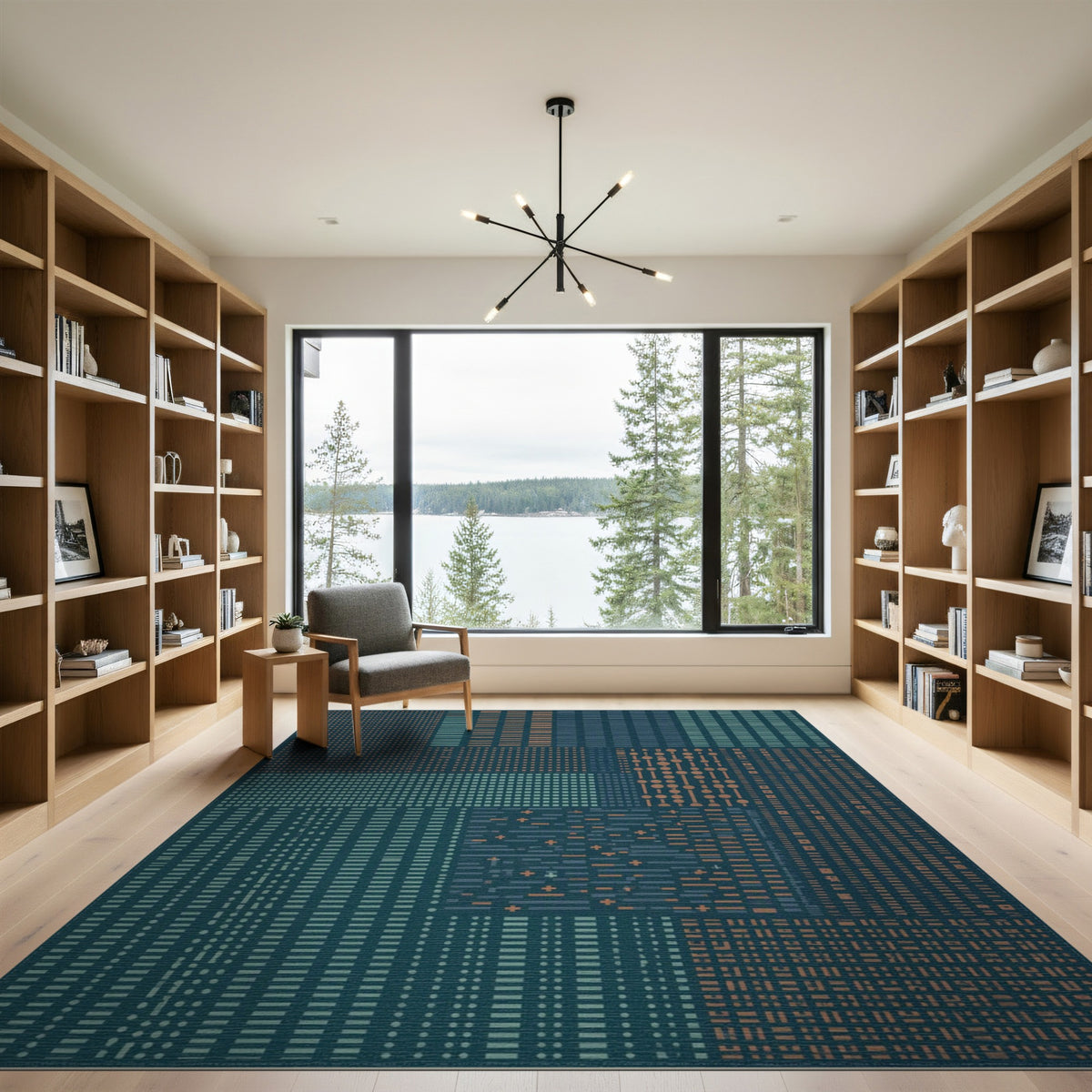 Geometric Modern Geometric Blue Teal Area Rug