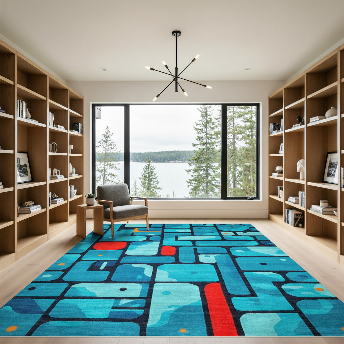 Blue Teal Geometric No. 6 Area Rug