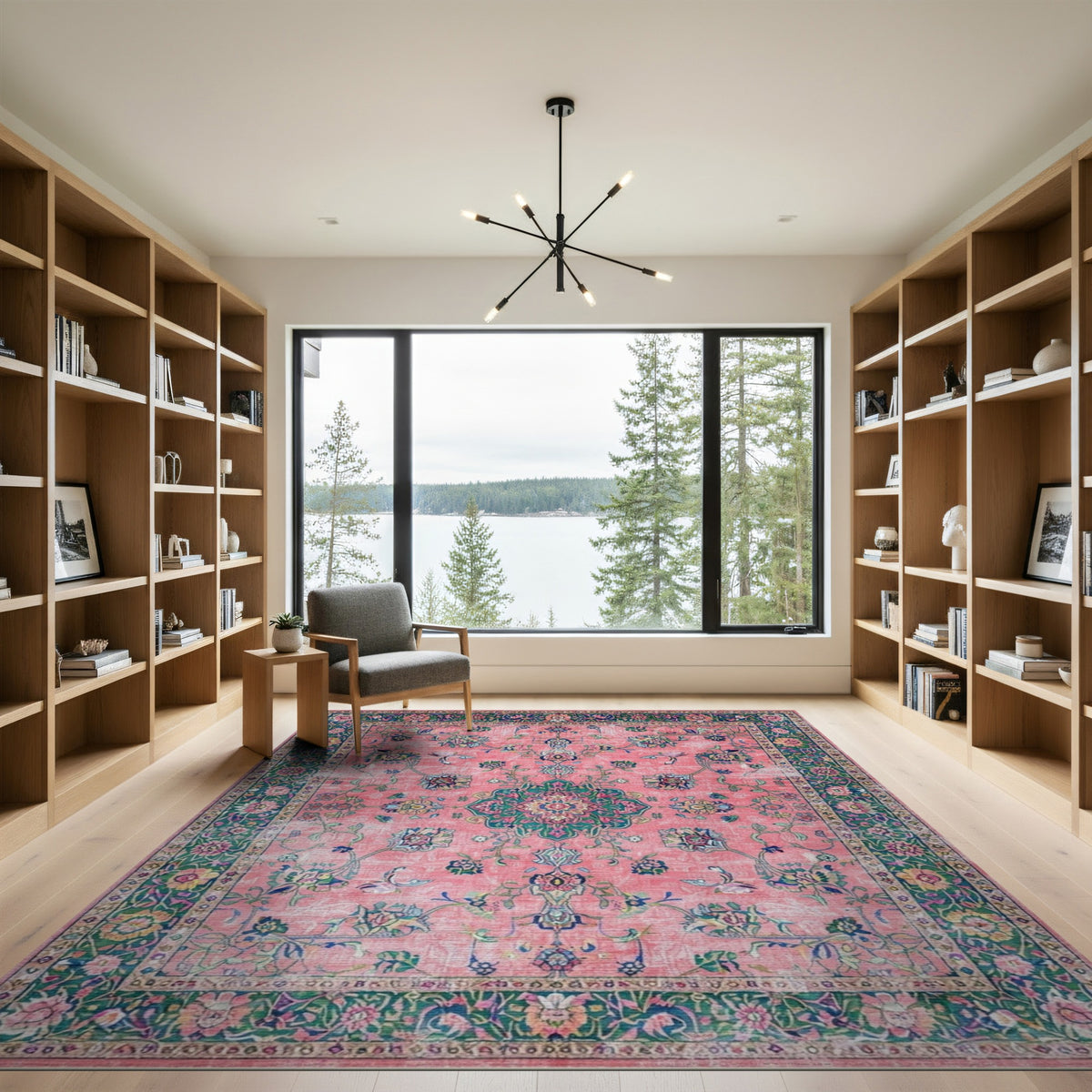 Pink Floral Vintage Area Rug