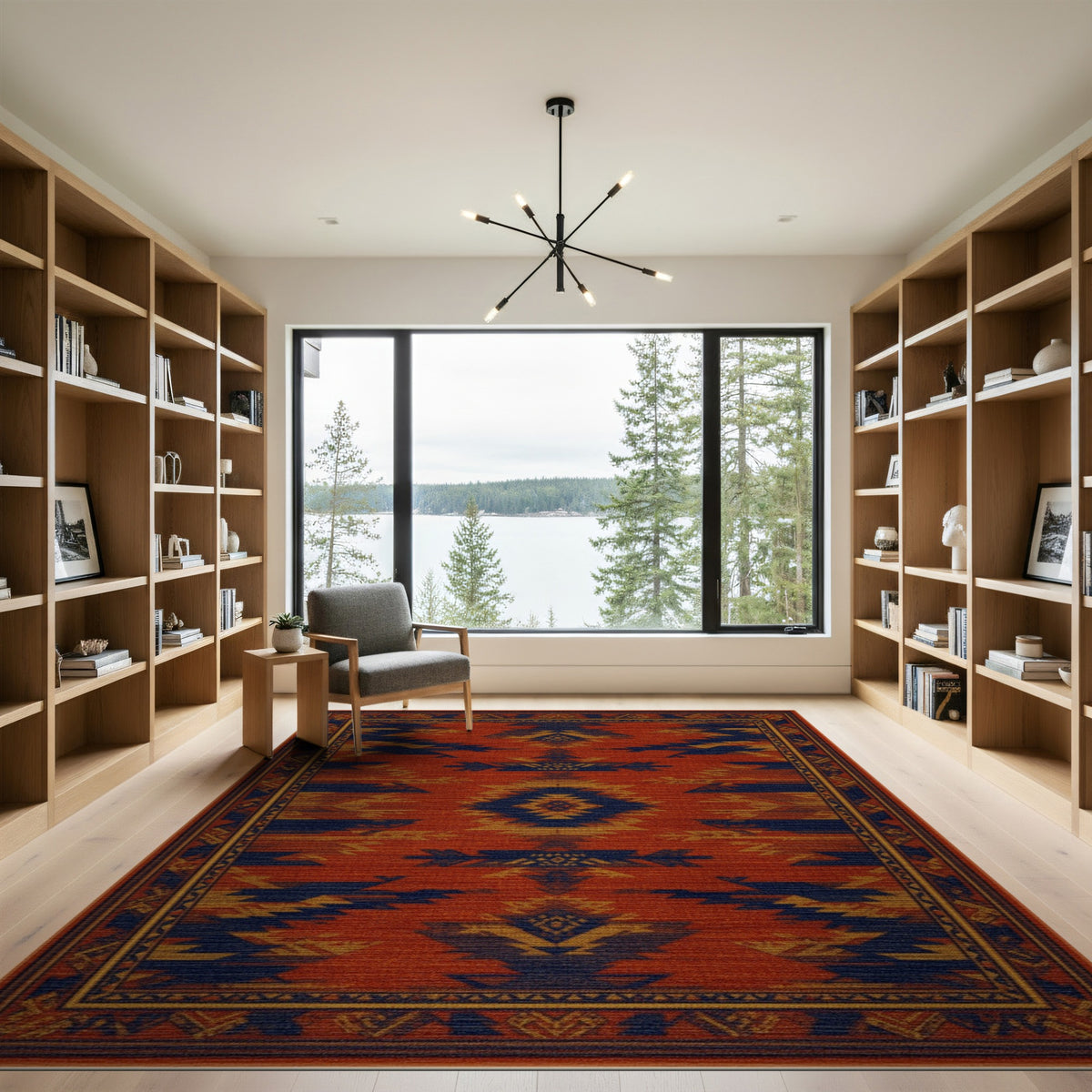 Southwestern Orange Geometric No. 28 Area Rug