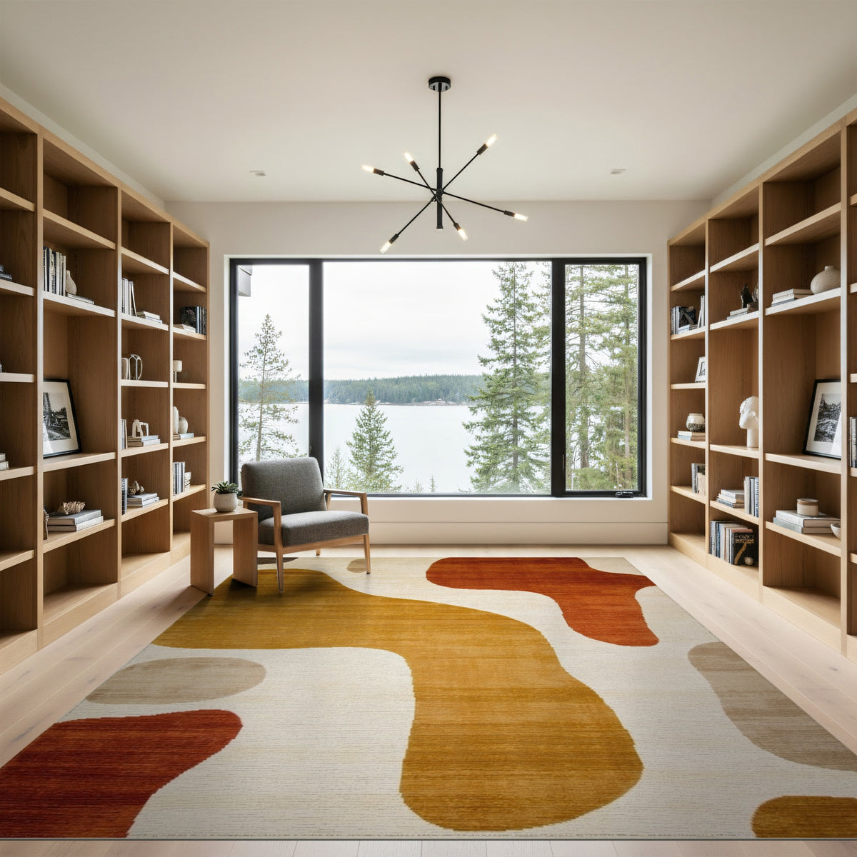 Abstract Area Organic Abstract Brown Area Rug
