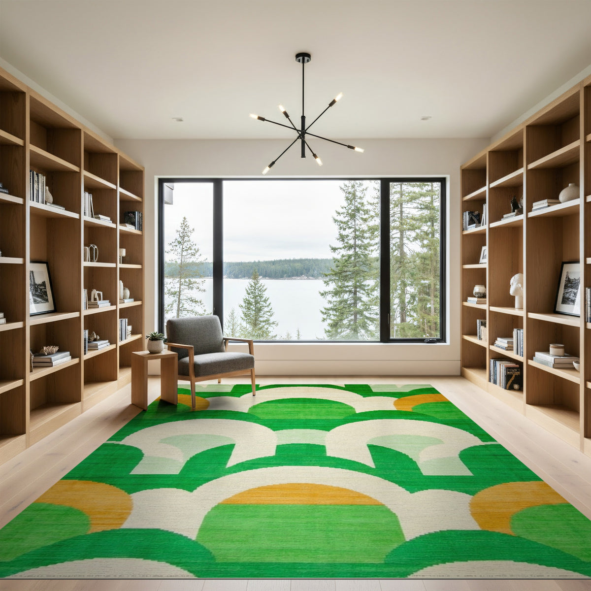Green Geometric Arch Area Rug