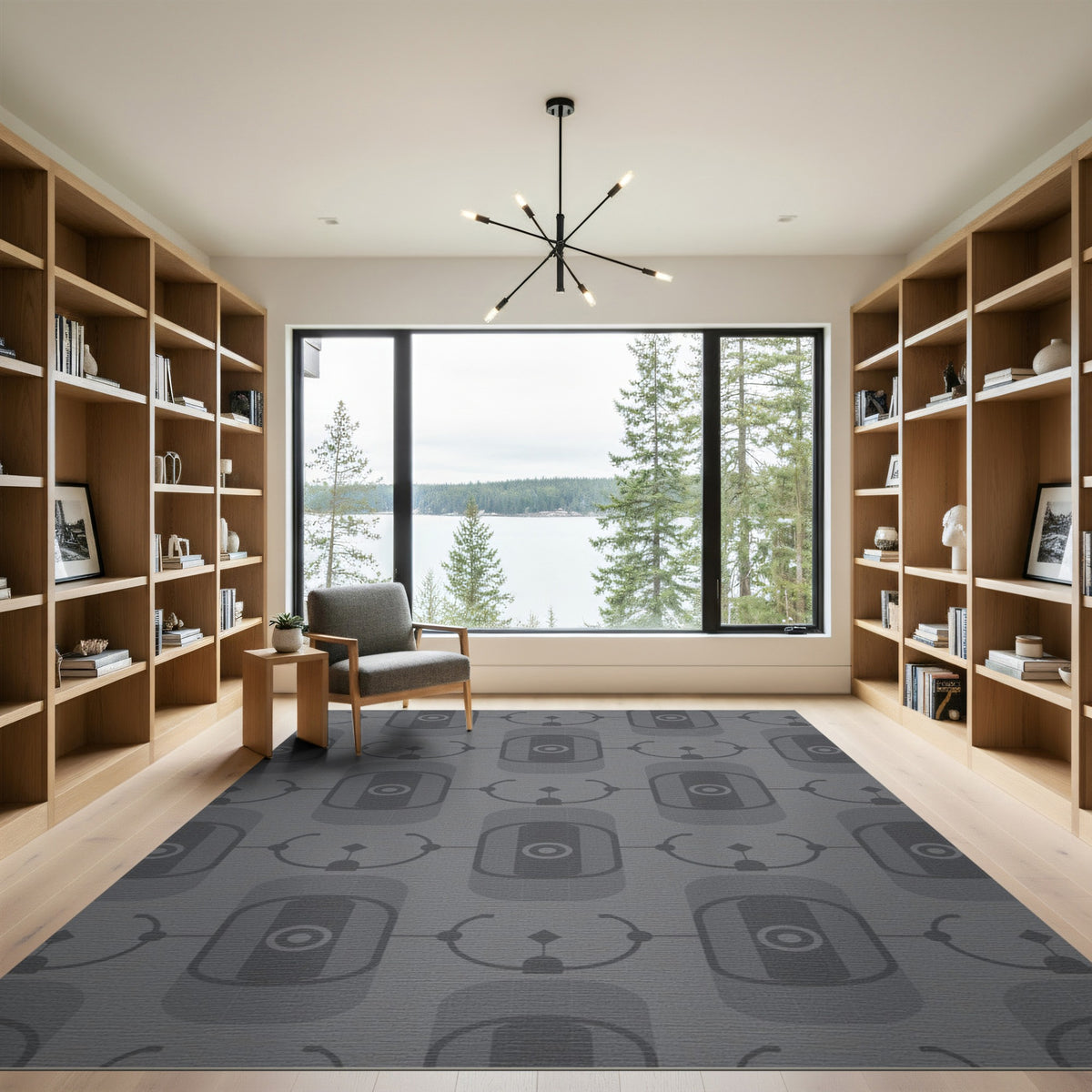 Grey Geometric Modern Area Rug