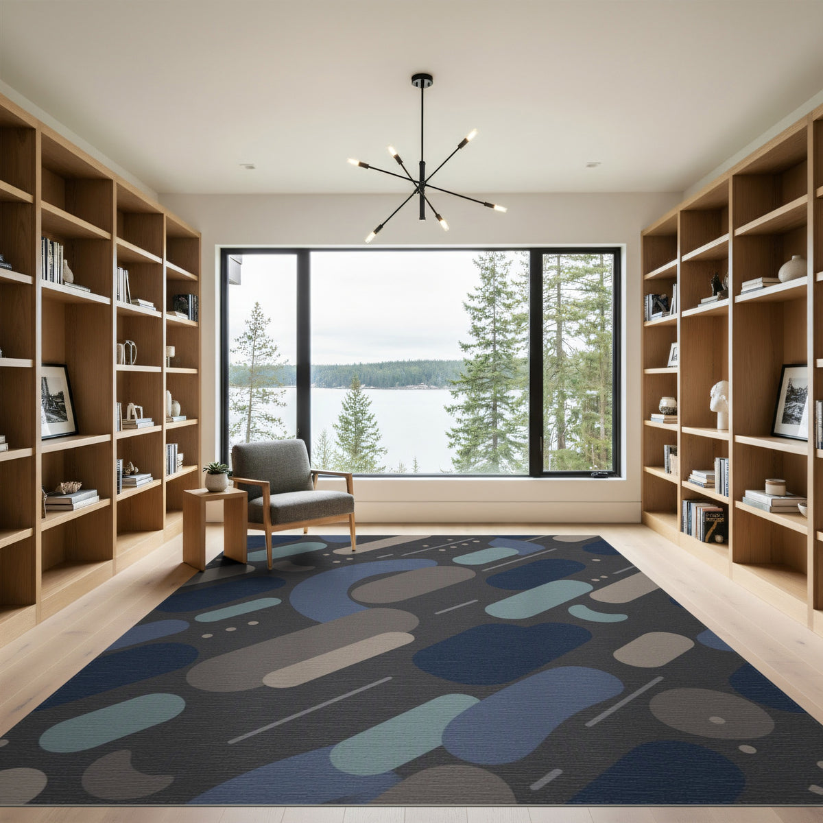 Abstract Area Blue Teal Abstract Geometric Area Rug