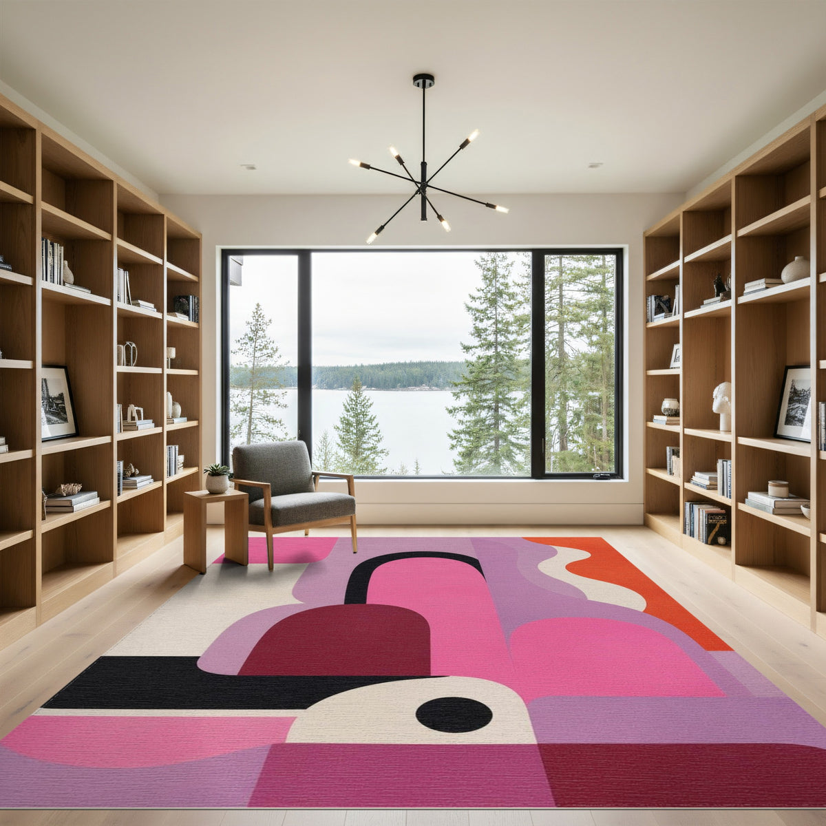 Bold Pink Geometric Arch Area Rug