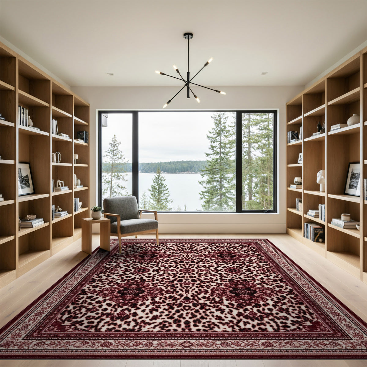 Red Leopard Persian Area Rug