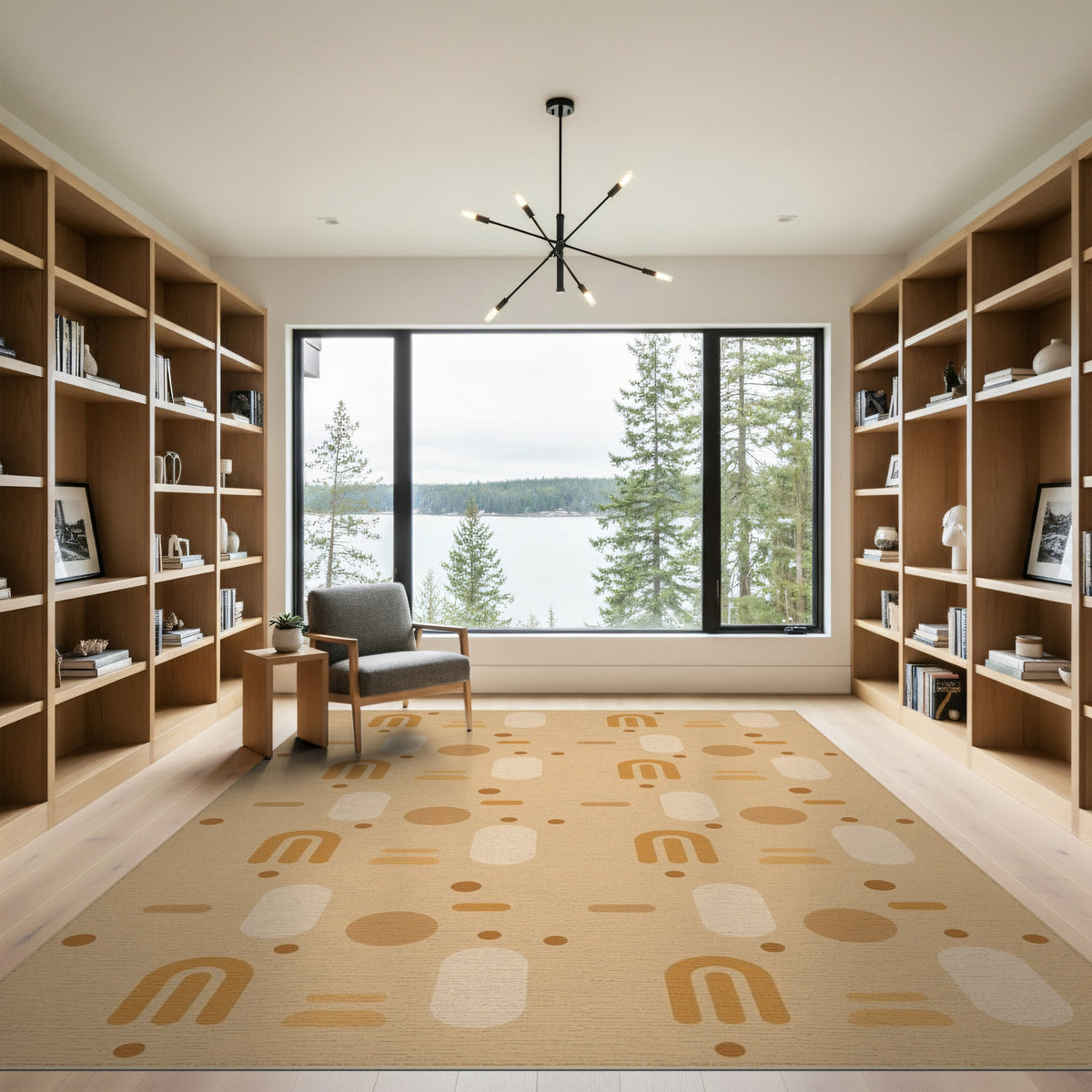 Geometric Modern Geometric Arch Brown Area Rug