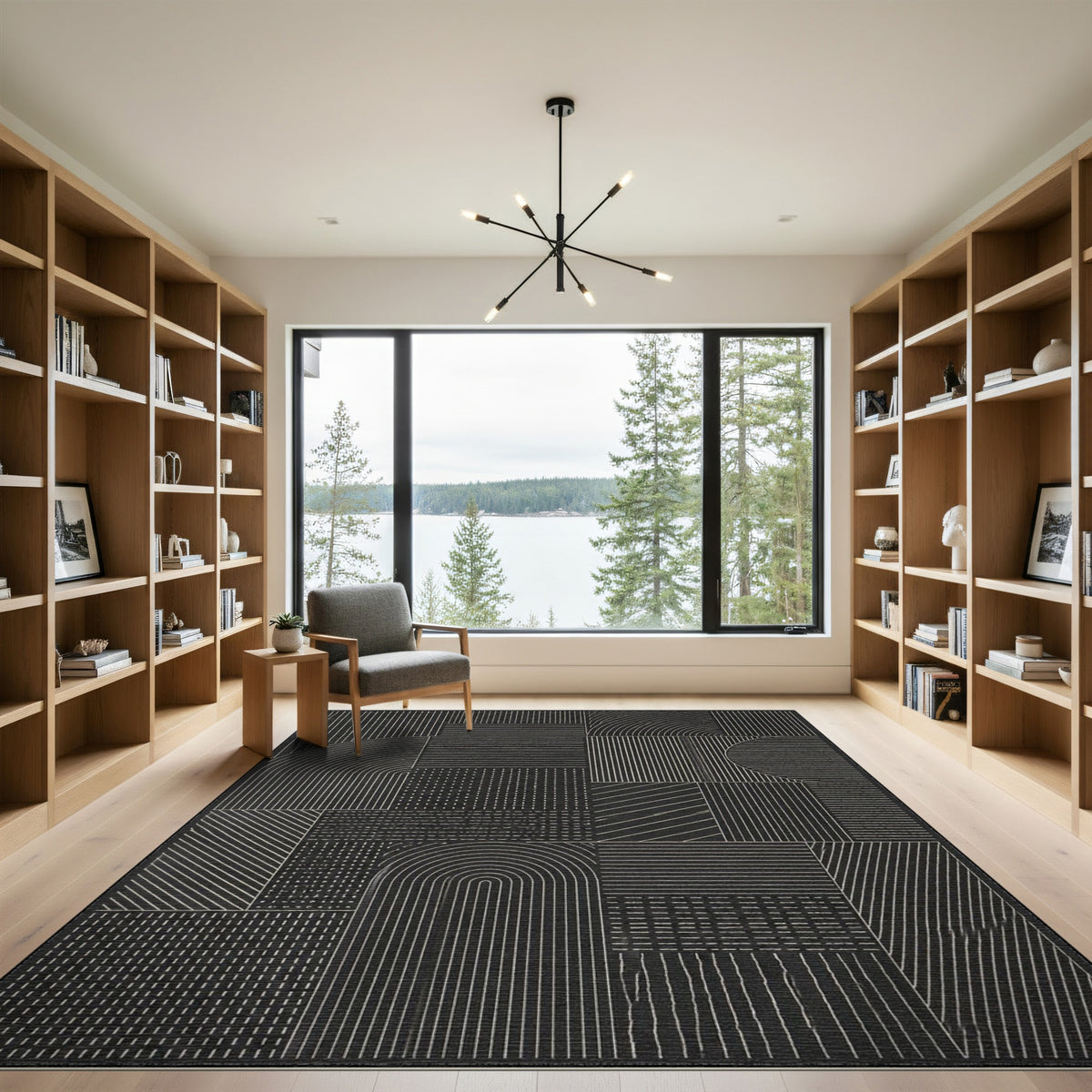 Black White Geometric Area Rug