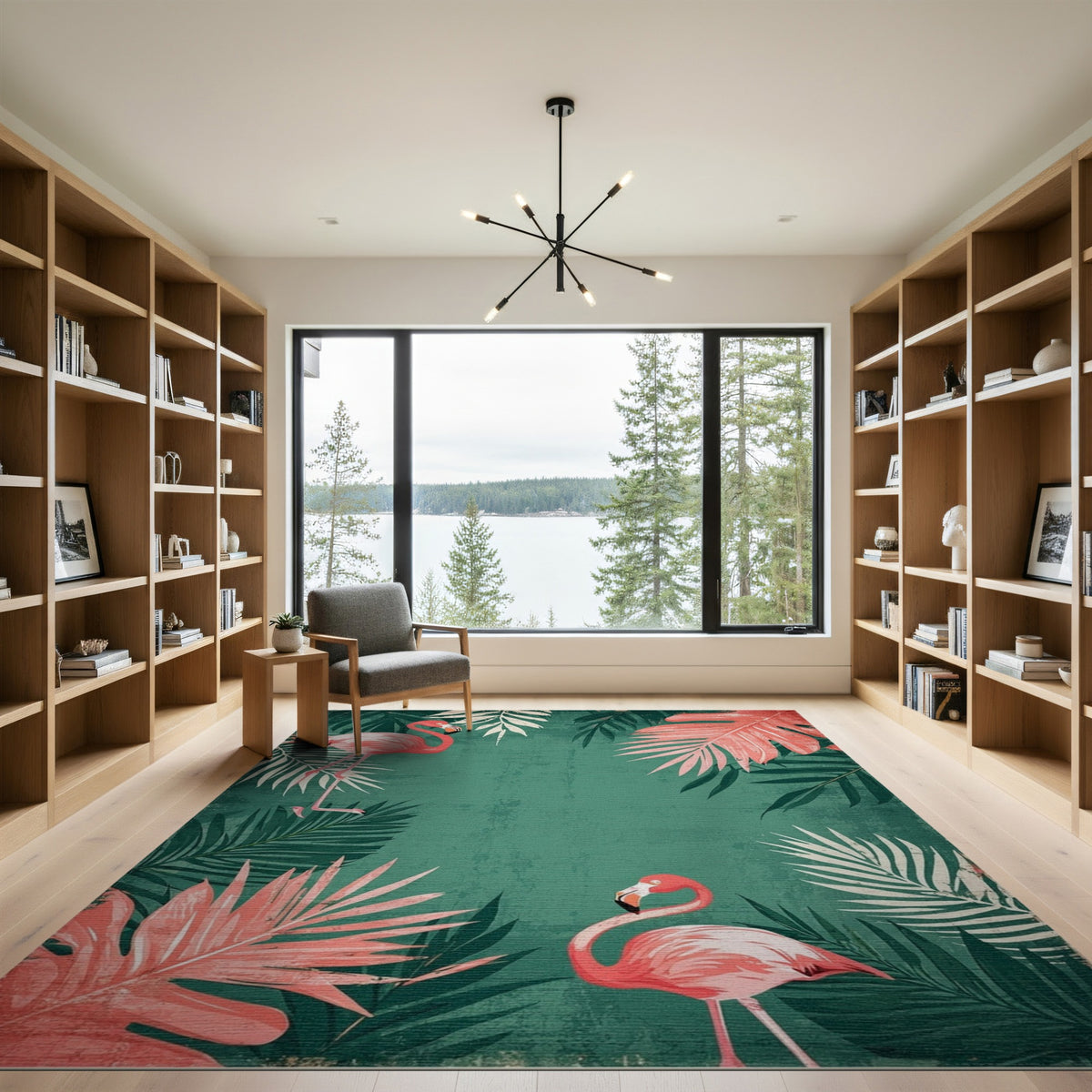 Pink Flamingo Distressed Area Rug
