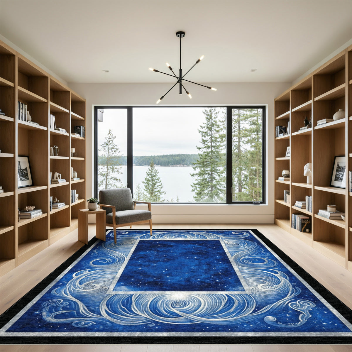 Celestial Swirl Blue Area Rug