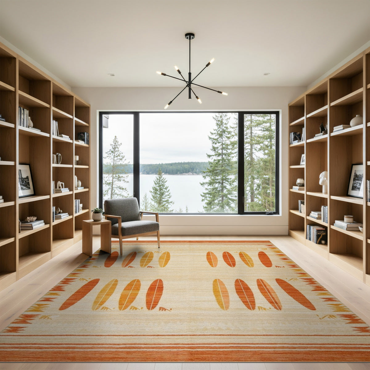 Orange Southwestern Surfboard Area Rug