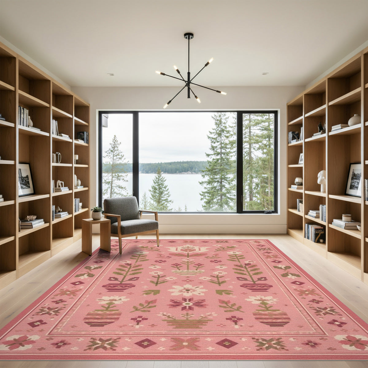Pink Floral Vintage Area Rug