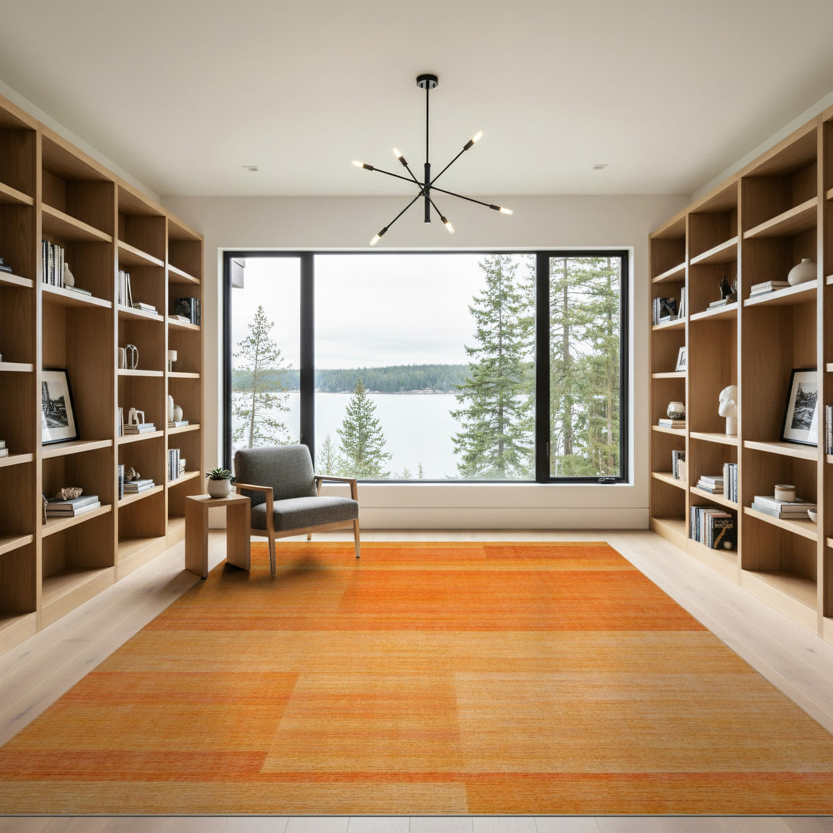 Geometric Modern Orange Gradient Geometric Area Rug