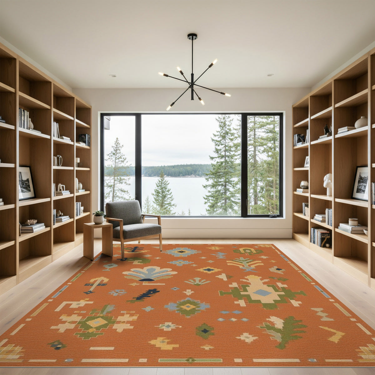 Southwestern Orange Geometric Area Rug