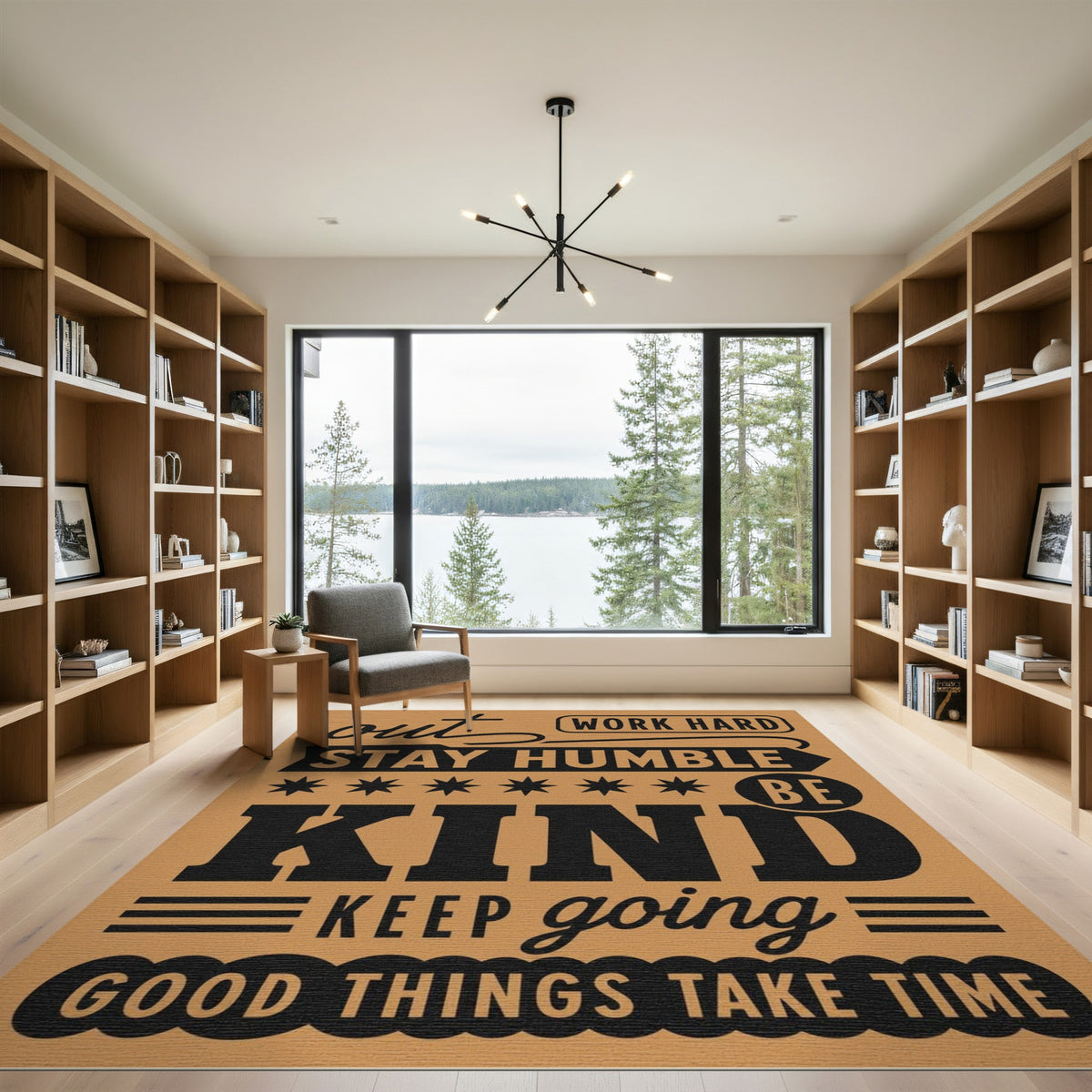 Motivational Quotes Brown Area Rug