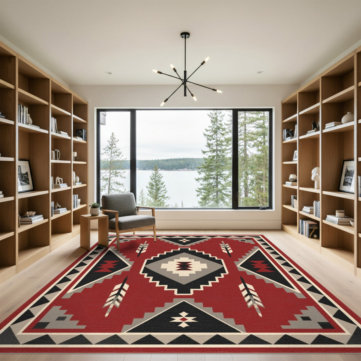 Red Southwestern Geometric Area Rug