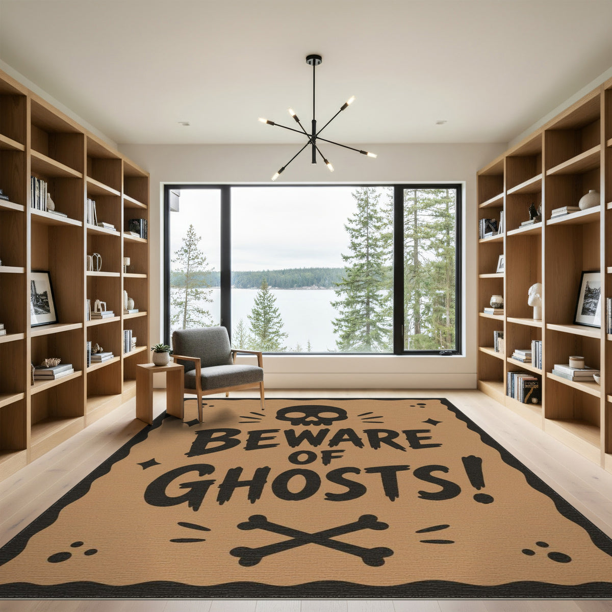 Beware of Ghosts Skull Halloween Rug
