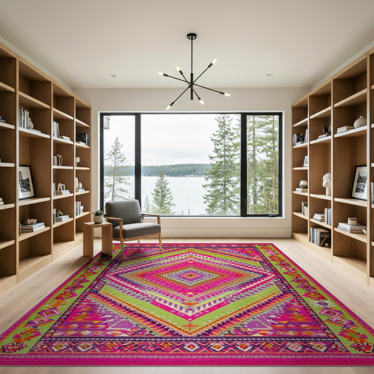 Vibrant Multi-Color Tribal Diamond Area Rug