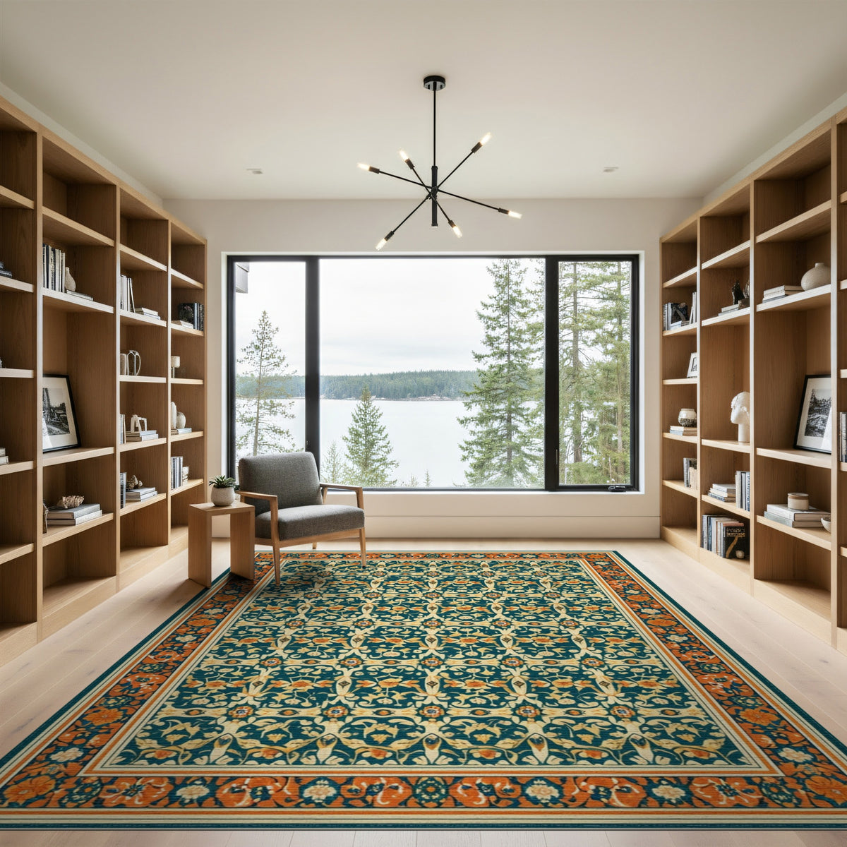 Blue Teal Floral Vintage No. 47 Area Rug