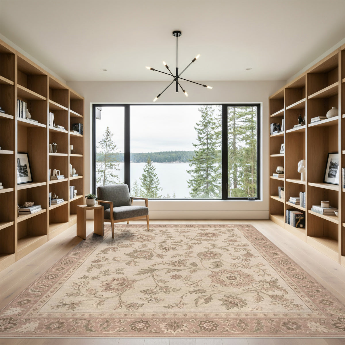 Beige Floral Vintage Area Rug