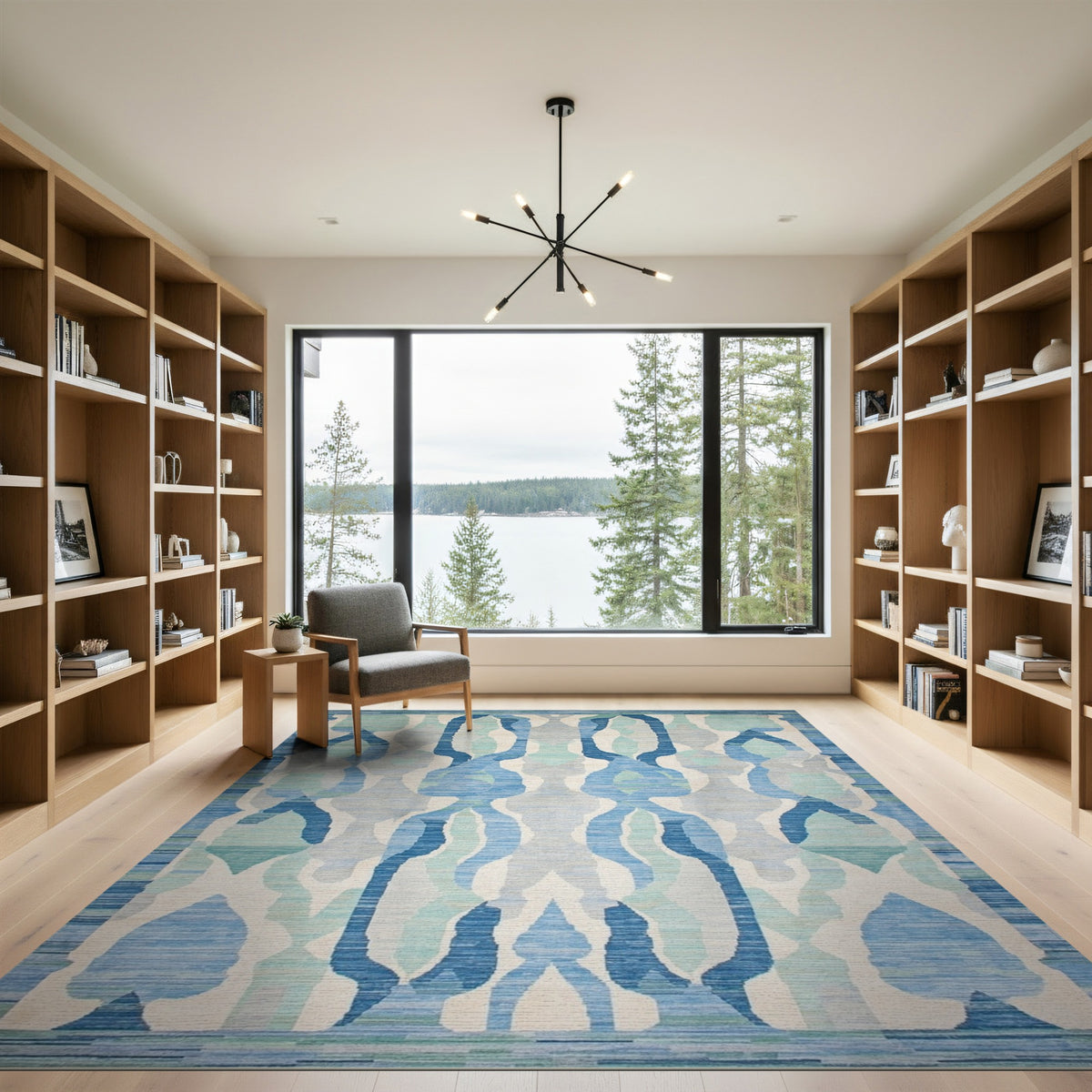 Blue and Teal Geometric Modern Blue Teal Geometric Area Rug