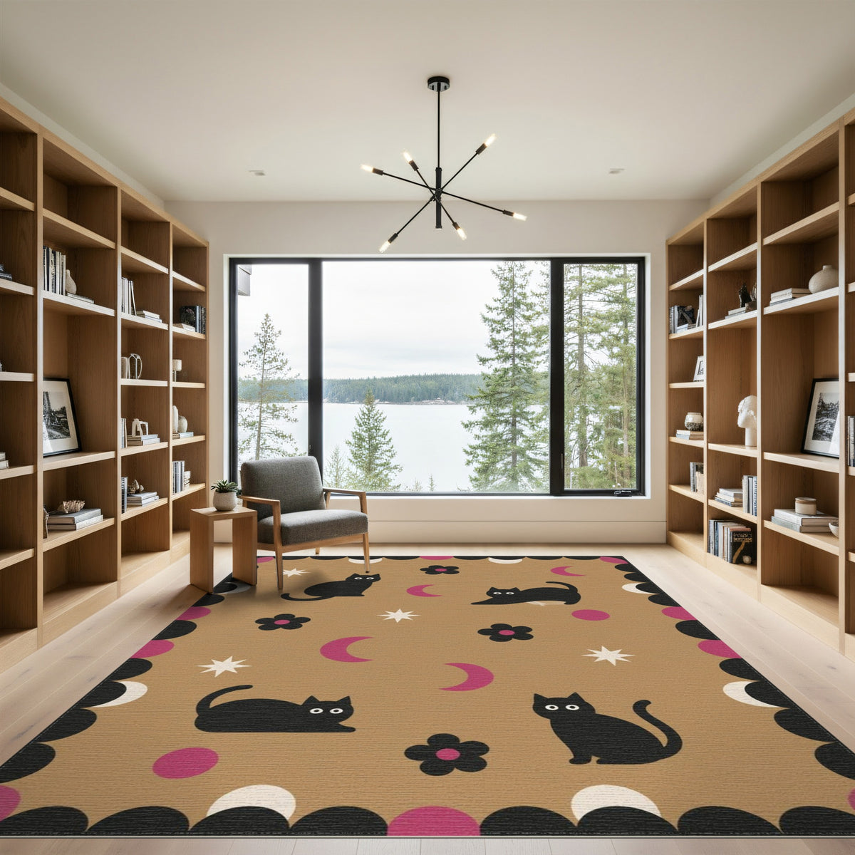 Black Cat Moon Kids Area Rug