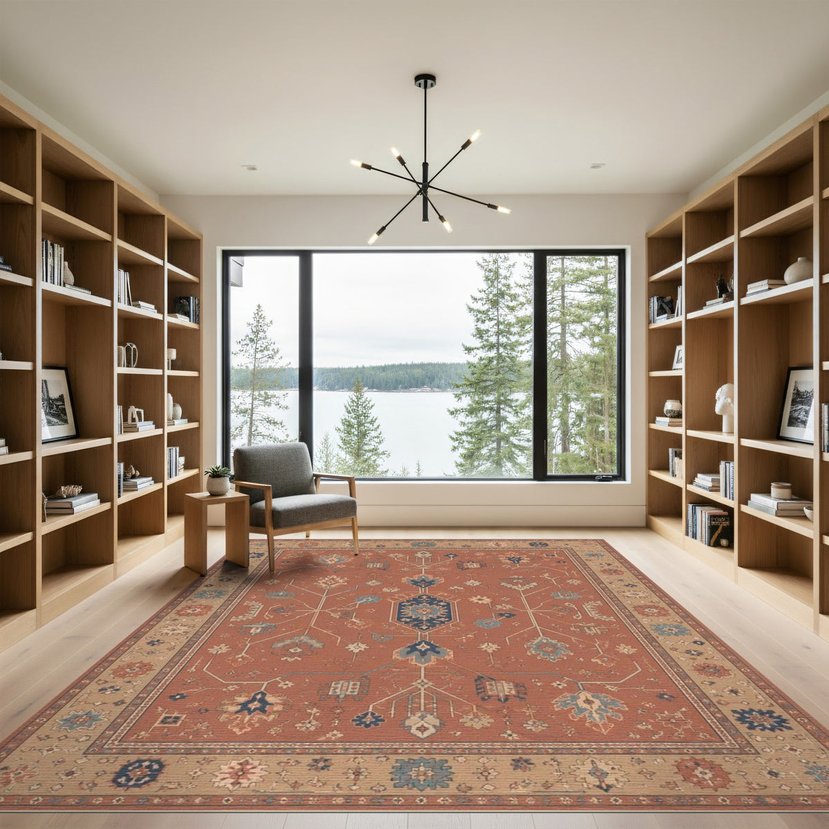 Red Traditional Persian Medallion Area Rug