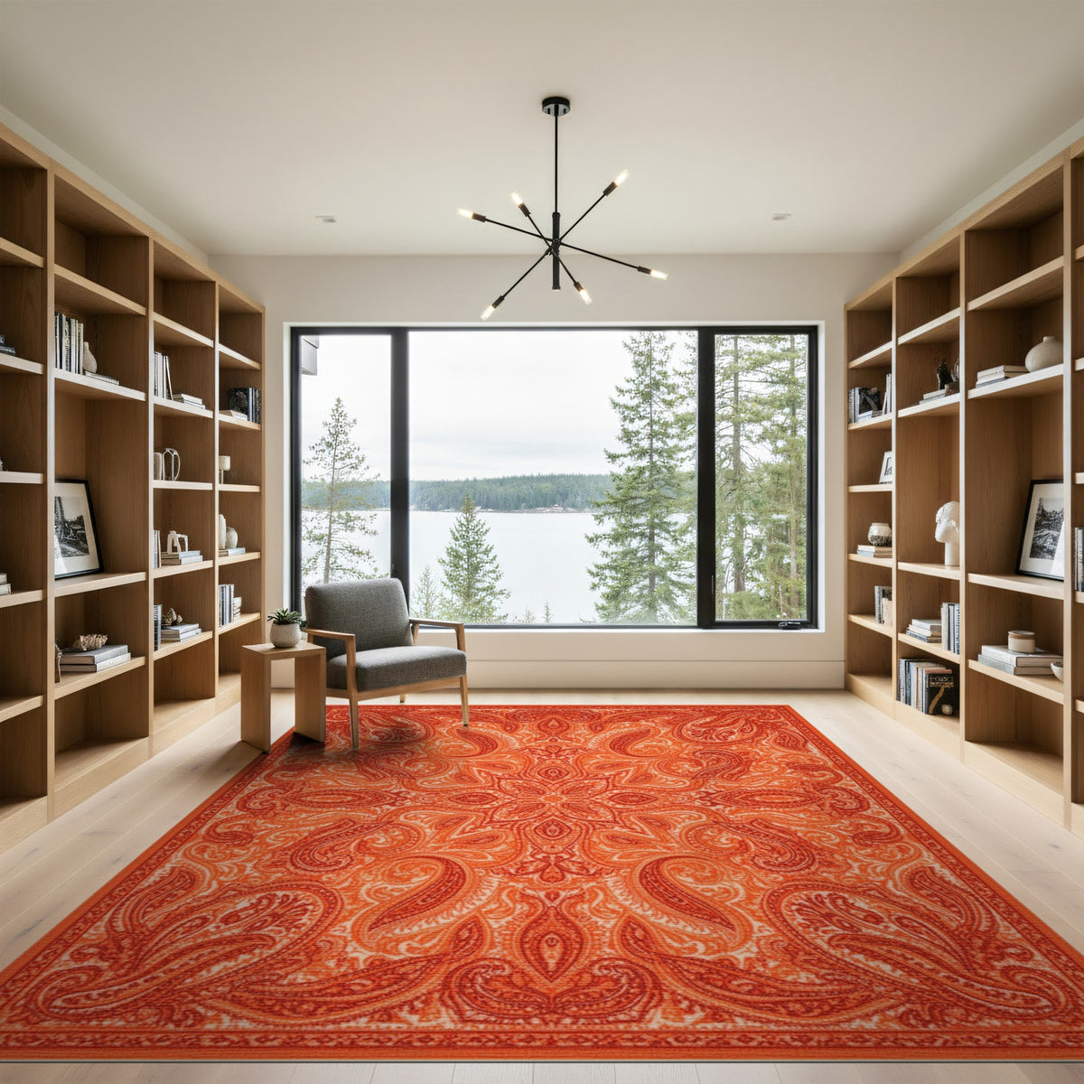 Orange Paisley Vintage Area Rug