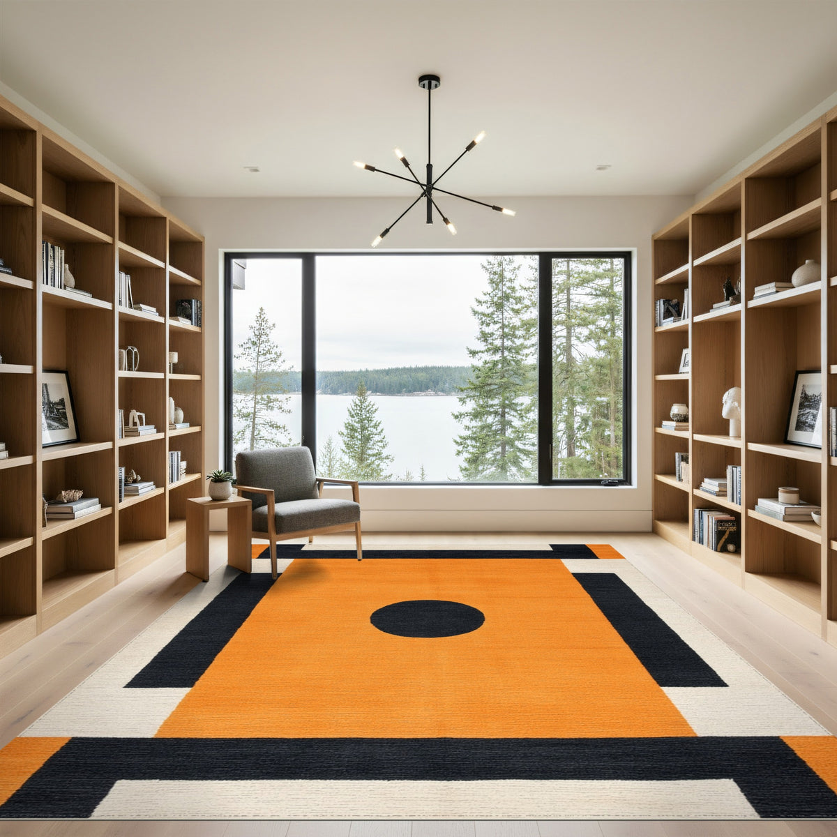 Geometric Modern Bold Orange Geometric Circle Area Rug